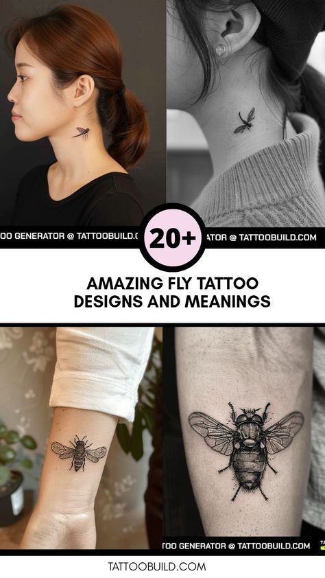 Are you curious about the profound meanings behind fly tattoos? Discover their varied interpretations, from transformation to adaptability. We've compiled 41 incredible tattoo ideas that not only look unique but also carry deep significance. Explore styles from striking neck designs to intricate body art that speak volumes about the wearer's personality. Whether you are considering your first tattoo or just exploring tattoo genres, this guide will spark your creativity and inspire your next body art investment. Uncover the stories linked to fly tattoos today! Tattoo Genres, Fly Tattoos, Tattoos Meaning Strength, Fly Tattoo, Dragonfly Tattoos, Butterfly Tattoos On Arm, Bear Skull, Flying Tattoo, Art Investment