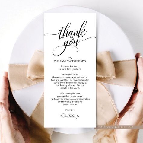 Rehearsal Dinner Thank you Place Setting Card Rehearsal Dinner Thank You, Rehearsal Dinner Party, Place Setting Cards, I Do Crew, Wedding Rehearsal Dinner Invitations, Dinner Party Invitations, Thank You Card Design, Wedding Plates, Wedding Place Settings