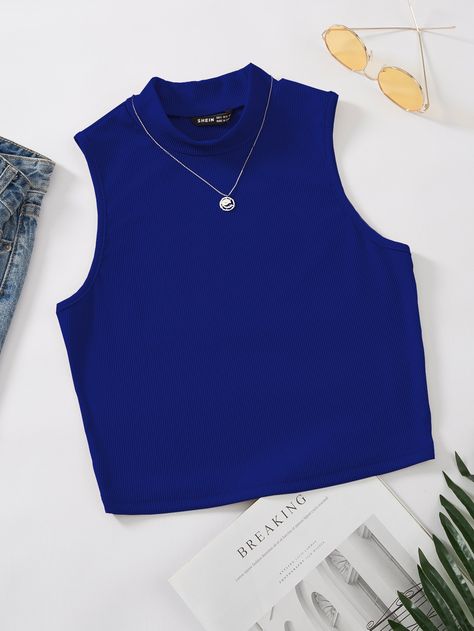 Women Tank Tops, Summer Women, Royal Blue, Tank Tops, Collar, Blue