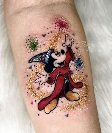 Glitter Flower Tattoo, Black Disney Tattoos, Disney Character Tattoos Ideas, Disneyworld Tattoos, Disney Tattoo Designs, Glitter Tattoo Ideas, Disney Tattoos Unique, Tiny Disney Tattoo, Disney Characters Tattoos