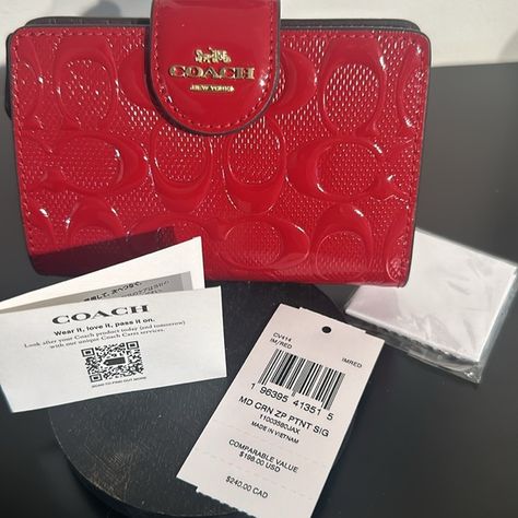 Coach | Accessories | Coach Medium Corner Zip Wallet Red Signature Embossed Patent Leather | Poshmark Coach Medium Corner Zip Wallet, Vivienne Westwood Wallet, Coach Wallet, Coach Accessories, Zip Wallet, Key Card Holder, Card Holders, Vivienne Westwood, Emboss