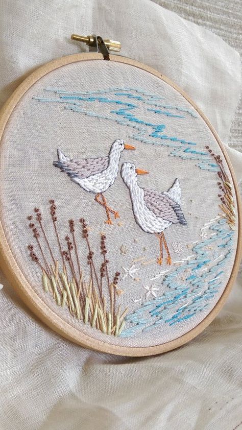 Helen Newton (@helen.newton.sews) • Instagram photos and videos Hand Embroidery Pictures, Helen Newton, Embroidery Pictures, Cottage By The Sea, Seaside Cottage, Hoop Art, The Colour, Embroidery Hoop, Embroidery Art