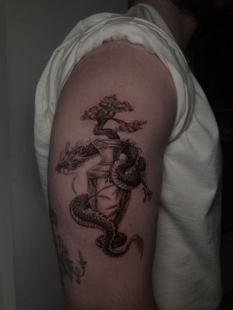 Tattoo uploaded by Lauren Dragon Vase Tattoo, Bonsai Tree Tattoo, Bonsai Tattoo, Bonsai Tree Tattoos, Dragon Vase, Los Angeles Tattoo, Miami Tattoo, Armband Tattoos, Explore Tattoo