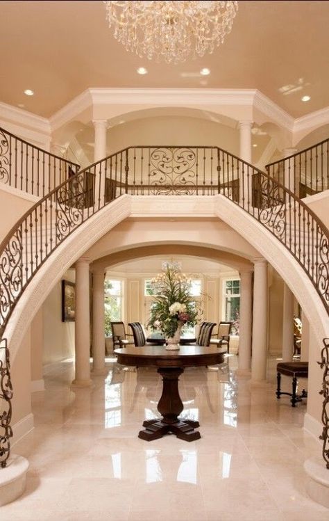 #staircasedesign #interiordesign #barndominiums #homestairscase #homedesign #barndominiumfloorplans Entrance Luxury, Grand Hallway, Luxury Staircase, Double Staircase, Grand Entryway, Villa Di Lusso, Entryway Ideas, Drum Chandelier, Grand Staircase