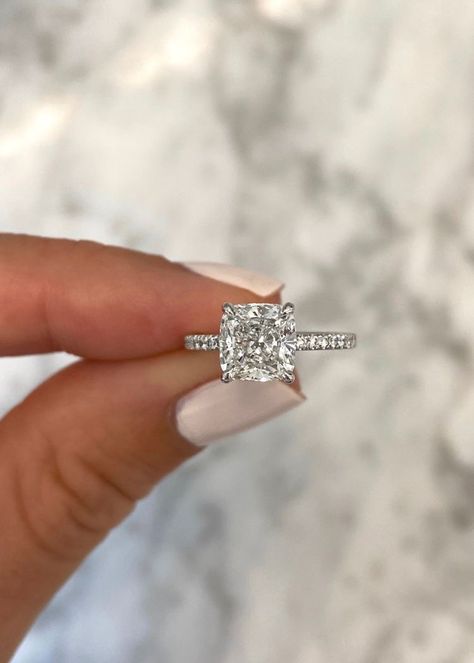 Wedding Rings Square Princess, Soft Square Engagement Ring, Cushioned Engagement Rings, Wedding Rings Engagement Big, Wedding Rings Engagement Square, Wedding Rings Square Cut, Wedding Rings Engagement Princess Cut, Wedding Rings Shapes, Dream Engagement Rings Romantic