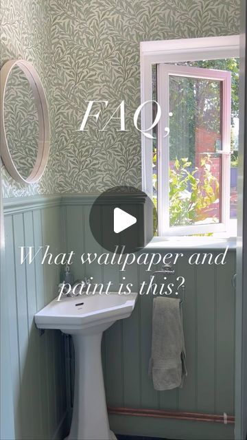 Ashley~ Modern Country Living on Instagram: "One of my most popular and most asked questions last year🌿

So many of you loved this colour and wallpaper combo as much as I did😌🌿
Hit save so you can reference back in future

Wallpaper kindly gifted @wallpaperdirect 
Paint part of an ambassador role with @frenchicpaint 

#cloakroom #smallroomdecor #cloakroomdesign #williammorriswallpaper #frenchicpaint #panelling #smallbathroom #moderncountryliving #moderncountrybathroom #interiorstyling #interiorstyled #loveyourspace #apartmenttherapy #countryhomedecor #bathroomideas #interiorproject #myhouseandhome #snapshotofmyhome" Paneling And Wallpaper Bathroom, Cloakroom Wallpaper, Modern Country Bathroom, Modern Country Living, Frenchic Paint, William Morris Wallpaper, Most Asked Questions, Future Wallpaper, Garage Conversion