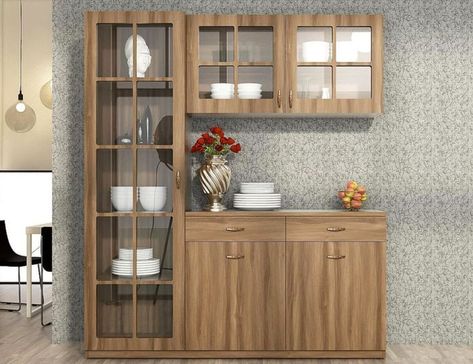 Crockery Unit Design Dining Rooms Indian, Kitchen Crockery Unit Design, Crockery Unit Design Dining Rooms, Modern Crockery, Crockery Cabinet Design, Crockery Cabinet, Crockery Unit Design, Almirah Designs, Crockery Design