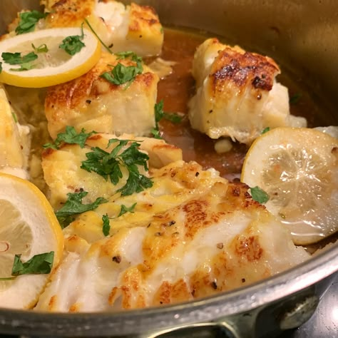 Cod Pan Seared, Fish Recipes Pan Seared, Cod Loin Recipes, Lemon Cod, Pan Seared Cod, Fried Cod Recipes, Cod Recipes Healthy, Cod Fillet Recipes, Fried Cod Fish