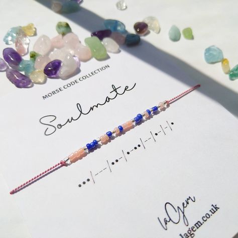 Soulmate Morse Code Bracelet  100% Natural Silk Cord + Glass Beads Adjustable - Universal Size  Please Choose Your Colours! This Jewellery Can be a lovely Gift Idea. Free UK delivery and Eco-friendly packaging. Soulmate Bracelet, Bracelet Morse Code, Bracelet Morse, Secret Message Bracelet, Seed Beads Bracelet, Message Bracelet, Couple Bracelet, Bracelet Couple, Morse Code Bracelet