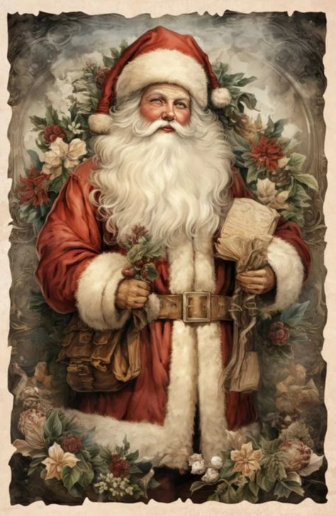 Old Time Christmas Pictures, Vintage Santa Images Free Printable, Christmas Vintage Images, Santa Claus Pictures Image, Vintage Santa Images, Victorian Christmas Cards, Images Noêl Vintages, Santa Claus Pictures, Santa Paintings