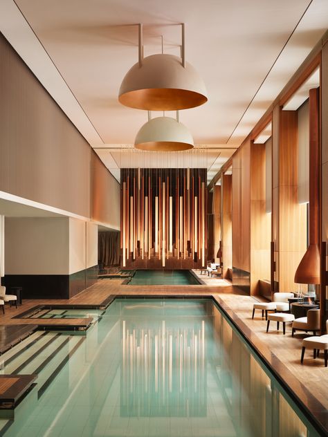 Aman New York, Midtown Nyc, Urban Hotels, Indoor Swimming Pool, New York Hotels, Best Spa, Indoor Swimming, Pool Design, Indoor Swimming Pools