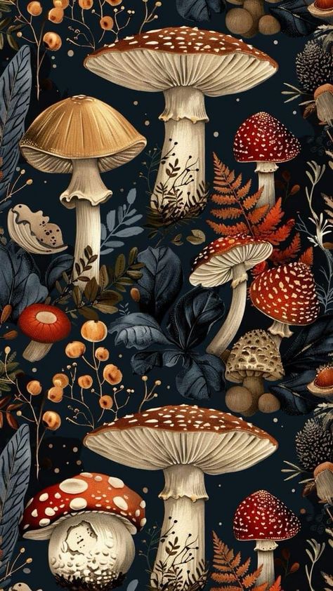 Fall Floral Aesthetic Wallpaper, Mushroom Vibes Aesthetic, Mushrooms Phone Wallpaper, Fall Mobile Wallpaper, Witchy Mushroom Wallpaper, Halloween Mushroom Wallpaper, Cottagecore Mushroom Aesthetic Wallpaper, Cute Fall Phone Wallpaper, Witchy Iphone Wallpapers