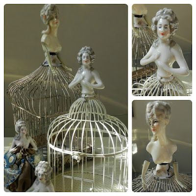 Madame Pompadour, Assemblage Art Dolls, Who's Who, Shabby Chic Crafts, Half Dolls, Pin Doll, Bird Cages, Assemblage Art, Antique Buttons