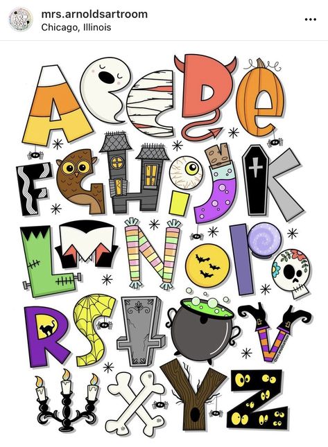 Birthday Fonts Alphabet, Halloween Lettering Fonts, Halloween Lettering Ideas, Halloween Font Alphabet, Fun Lettering Handwritten, Halloween Hand Lettering Alphabet, Abc Fonts, October Font Bullet Journal, Spooky Lettering Halloween Fonts