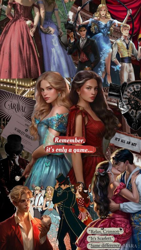 Caraval Collage | Stephanie Garber #collageart #caraval #legendary #aesthetic #donatella #jacks #princeofhearts #legend #books #stephaniegarber Legendary Stephanie Garber Aesthetic, Caraval Collage, Jacks And Donatella, Donatella And Legend, Scarlet Dragna, Caraval Donatella, Caraval Jacks, Caraval Characters, Legendary Stephanie Garber