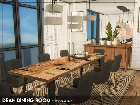 Dinign Room, Sims 4 Rooms, Dinig Room, Sims 4 Cc Furniture Living Rooms, Sims Freeplay Houses, Sims 4 Kitchen, Dining Room Industrial, Mod Furniture, Sims 4 Bedroom