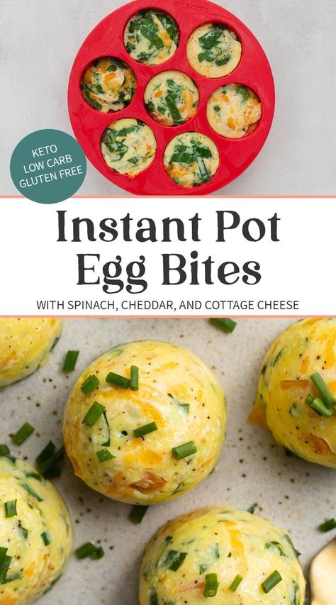 These Instant Pot egg bites are the perfect grab-and-go breakfast! Prep a batch of these ahead of a busy week for an easy and nutritious breakfast or snack all week long. Loaded with fresh veggies and cheese, they're super delicious too! Instant Egg Bites, Freeze Egg Bites, Instapot Egg Bites, Steamed Egg Bites, Egg And Cottage Cheese Bites, Pressure Cooker Egg Bites, Eggs In Instant Pot, Instapot Breakfast, Egg White Bites Instant Pot