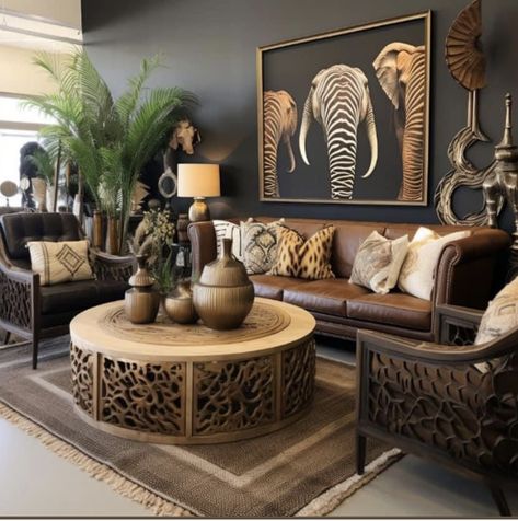 African Decor Bedroom, African Decor Living Room, African Living Rooms, Modern African Decor, African Interior Design, Black Living Room Decor, African Inspired Decor, African Interior, Style Africain