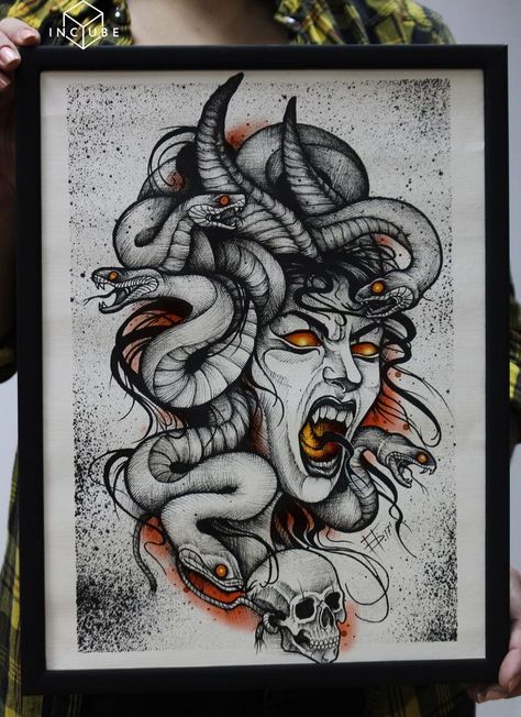 Medusa Artwork, Medusa Drawing, Medusa Tattoo Design, Medusa Art, Evil Tattoos, Greek Mythology Tattoos, Wolf Tattoo Design, Mythology Tattoos, Medusa Tattoo