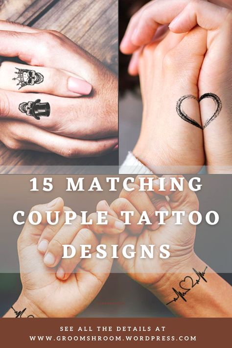 Thumb Couple Tattoo, Interlocking Tattoos For Couples, Connecting Couples Tattoos, Couples Tattoos That Connect, Male Female Matching Tattoos, Small Couple Finger Tattoos, Tattoos That Connect, Secret Lovers Tattoo Ideas, Opposites Attract Tattoo Ideas