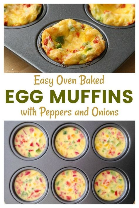 These easy oven baked Egg Muffins with onion, peppers, and cheese are the perfect grab and go breakfast! Packed with protein and so easy to customize. AD Easy Egg Bites Muffin Tins Healthy, Easy Egg Bites Oven, Egg Bake With Peppers And Onions, Egg Bites Healthy Oven, Ww Egg Bites Oven, Egg Bites With Peppers, Egg Bites In Muffin Tin, Egg Bites Recipe In Oven, Egg Bites Oven Baked