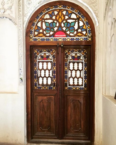 Door from Iran Iran House Architecture, Persian Stained Glass Window, Arabic Stained Glass Windows, Islamic Design Pattern, Arabian Decor, Golestan Palace Iran, Iranian Architecture, Persian Architecture, Indian Home Design