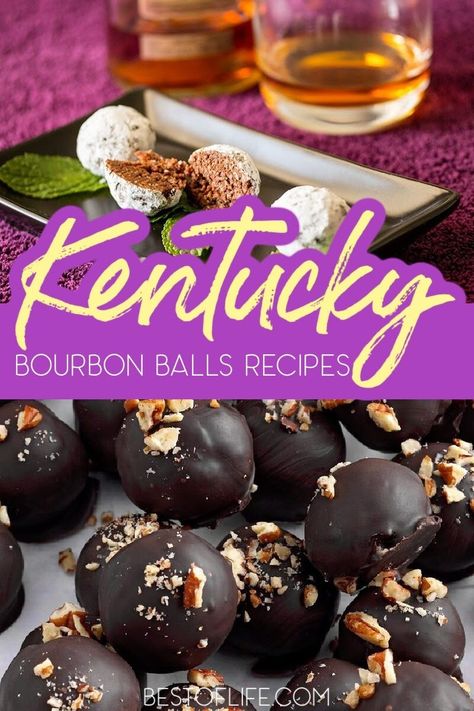 The history behind Kentucky bourbon balls recipes is interesting and will make enjoying these delicious bourbon treats even better. Bourbon Recipes | Recipes with Bourbon | Alcoholic Snack Recipes | Snack Recipes with Alcohol | Party Recipes | Party Food Ideas | Adult Snack Recipes | Snack Recipes for Adults #bourbonballs #partyrecipes via @thebestoflife Bourbon Treats, Recipes With Bourbon, Recipes With Alcohol, Bourbon Balls Recipe, Kentucky Derby Food, Bacon Party, Kentucky Derby Party Food, Bourbon Balls, Bourbon Recipes