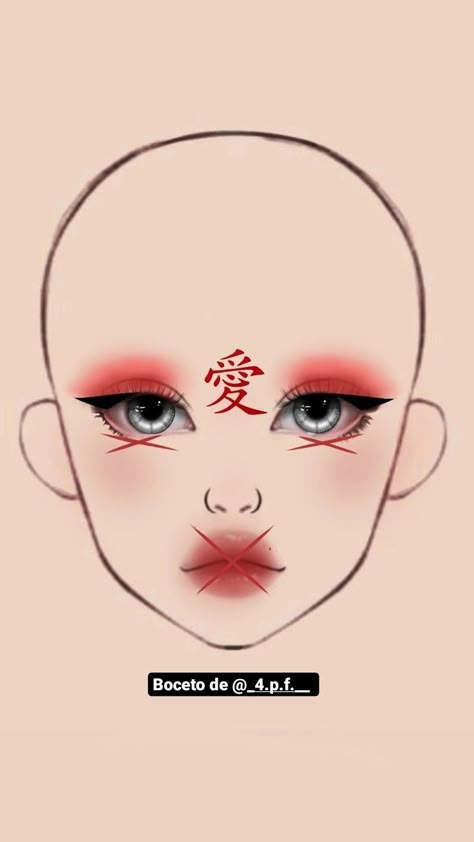 Ninja Makeup, Circus Makeup, Makeup Charts, Vampire Bride, Anime Eye Makeup, Punk Makeup, Makeup Drawing, Anime Makeup, Makeup Face Charts