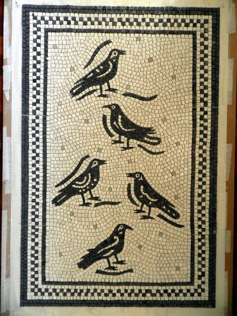 Mosaic Rugs, Black And White Birds, Mosaic Birds, Roman Mosaic, Mosaic Floor Tile, Mosaic Tile Art, Mosaic Art Projects, Mosaic Ideas, Ancient Designs