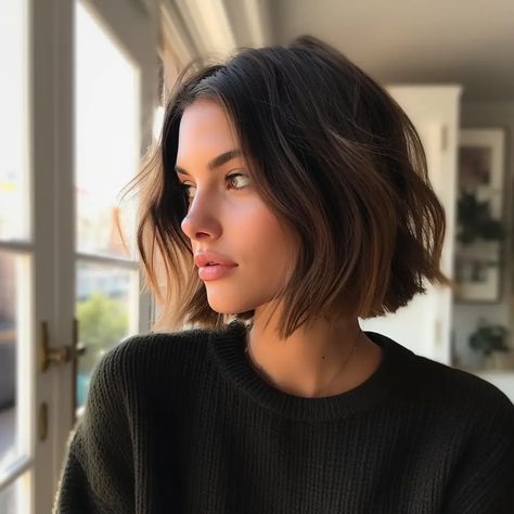 The 40 Trendiest Chin Length Haircut ideas of 2024 Chin Length Haircut, Bob Haircut Round Face, Haircut Round Face, Brunette Bob Haircut, Brown Bob Haircut, Hair Lob, Brown Bob Hair, Glamorous Hairstyles, Haircut Pixie