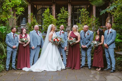 Dusty Blue And Burgundy Wedding Bridesmaid Dresses, Dust Blue And Burgundy Wedding, Dusty Blue And Deep Red Wedding, Dusty Blue And Burgundy Bridesmaid Dresses, Steel Blue And Burgundy Wedding, Dusty Blue And Burgundy Wedding Theme Wedding Ceremony Decor, Dusty Blue And Wine Wedding, Red And Blue Bridesmaid Dresses, Light Blue And Maroon Wedding