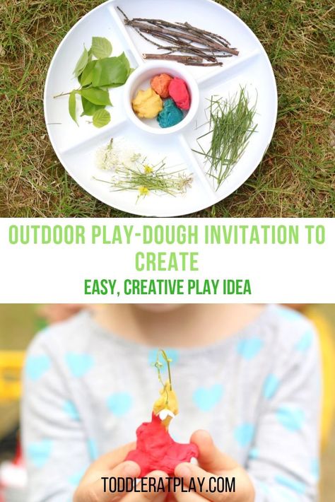 This Outdoor Play-dough Invitation to Create is so simple to set-up! Open-ended play ideas are a great way for kids to get creative, use their imagination and play with what’s available.  #outdoorkids #natureinsiredplay #creativekids Play Dough Invitation, Invitation To Create, Red Play, Playdough Activities, Preschool Activities Toddler, Outdoor Activities For Kids, Creative Games, Homeschool Activities, Diy Activities