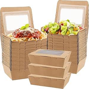 Cezoyx 50 Pack Take Out Food Containers with Window, 40 Oz Disposable Brown Paper Food To Go Box Kraft Lunch Meal Food Boxes for Restaurant, Catering, Party, Concession Stand, Picnic Cookie Containers, To Go Containers, Take Out Boxes, Take Out Food, Starting A Food Truck, Disposable Food Containers, Paper Food, Take Out Containers, Dessert Boxes