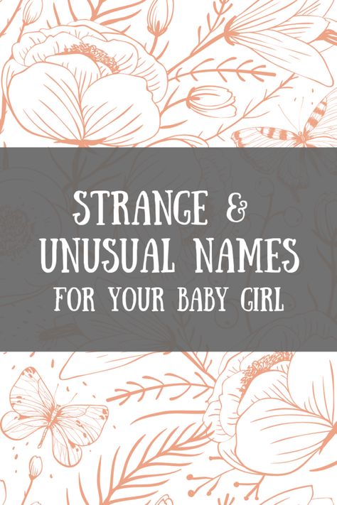 Strange and Unusual Names for Your Baby Girl. Looking for a beautiful, unique, or even bizarre and weird name for your baby girl, cat, or even your favorite lawn gnome? Here's a bunch of strange and unusually lovely names to pick from! Weird Girl Names, Unusual Girl Names, Unusual Baby Girl Names, Girl Cat Names, Baby Names Short, Unique Cat Names, Lawn Gnome, J Names, Weird Names