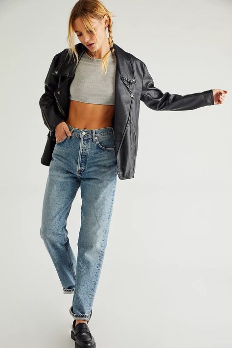 Waist Jeans Outfit, Waist Outfit, Agolde 90s Pinch Waist, Pinched Waist, Timeless Jeans, Jeans Free People, 90s Jeans, Jeans Ripped, Embellished Jeans