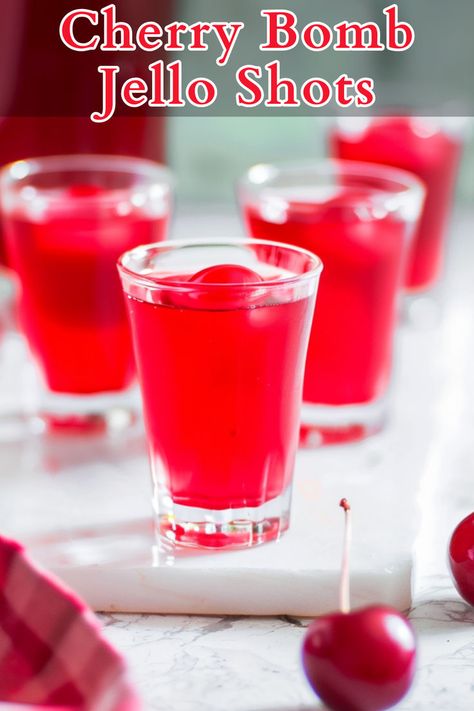 Cherry Bomb Jello Shots are fun and vibrant party treats that combine the fruity flavor of cherry jello with the bold kick of cherry vodka and a hint of energy from Redbull. Cherry Bomb Drink, Cherry Jello Shots, Recipes For Beginners Easy, Cherry Vodka, Most Popular Cocktails, Jello Shot, Easy Cocktail Recipes, Popular Cocktails, Easy Cocktail