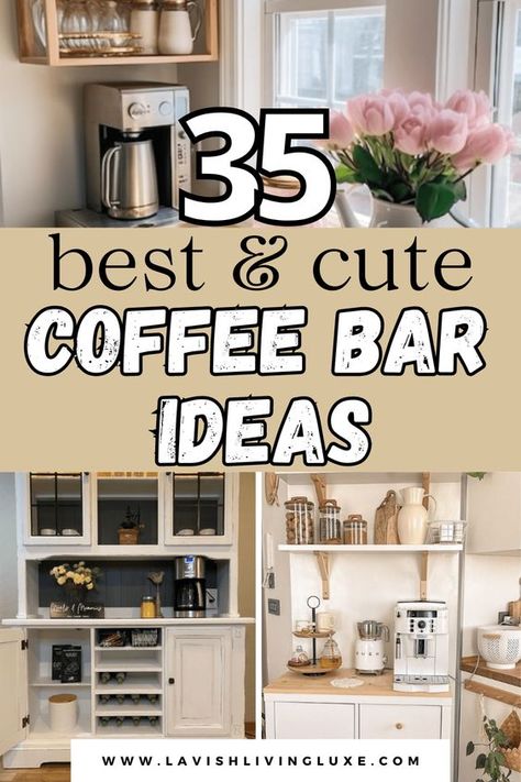 Looking for stylish yet functional coffee bar ideas to recreate? Check out these cute 35 coffee bar ideas that are stylish and functional! We have compiled the best coffee bar ideas in this post and just know there will several coffee bar ideas you'll love and be able to recreate! Small Coffee Bar Ideas Modern, Cute Coffee Bar Ideas, Rectangle Tray Decor Ideas, Coffee And Wine Bar Ideas, Coffee Station Ideas Countertop, Cute Coffee Bar, Eclectic Mugs, Coffee Bar Ideas Kitchen Counter, Small Galley Kitchen