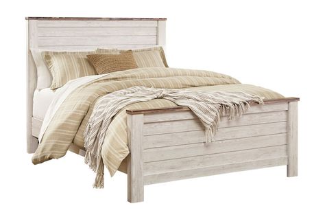 Willowton King Bed Estilo Shabby Chic, Queen Panel Beds, White Bed, Coastal Bedrooms, Bedroom Sets Queen, Bedroom Panel, Coastal Bedroom, Queen Bedroom, Ashley Furniture Homestore