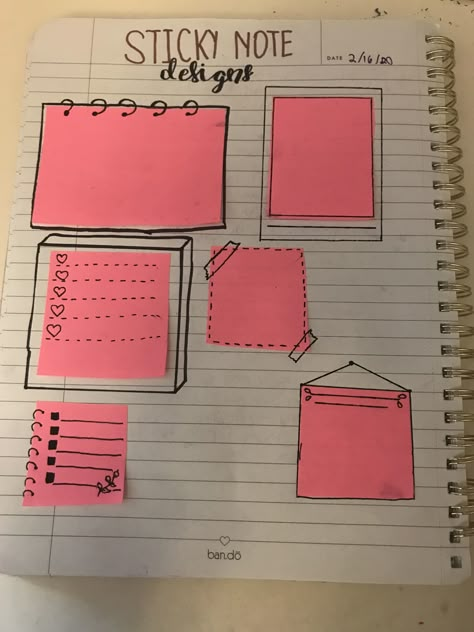 Uses For Sticky Notes, Sticky Notes Aesthetic Ideas, How To Take Notes With Sticky Notes, Study Notes With Sticky Notes, Notes Ideas Sticky Notes, How To Use Sticky Notes In Notes, Ways To Take Notes Creative, How To Draw Sticky Notes, Journaling With Sticky Notes