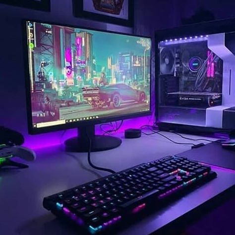 The Top100 Coolest PC Gaming Setups!  StogaTech for Gamers to Enjoy Better.          #games #gamer #gaming #pcgaming#desksetup Simple Computer Desk, Small Game Rooms, Game Room Kids, Best Gaming Setup, Gamer Setup, Pc Gaming Setup, Video Game Rooms, Pc Desk, Gaming Room Setup