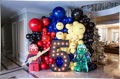 Lego Party Balloons, Ninja Birthday Decorations, Ninjago Balloons, Ninjago Party Decorations, Ninja Decorations, Ninja Party Decorations, Ninja Themed Birthday Party, Ninja Go, Lego Ninjago Party