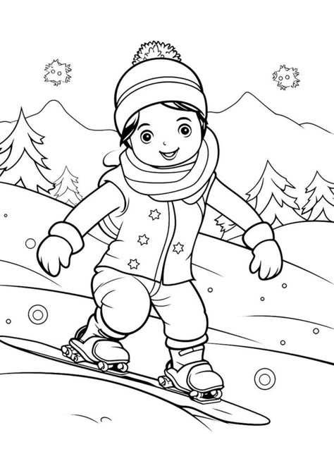 Winter Sports Coloring Pages, Winter Coloring Pages, Free Kids Coloring Pages, Coloring Pages Winter, Puppy Coloring Pages, Shark Coloring Pages, Cool Tricks, Spring Coloring Pages, Horse Coloring Pages