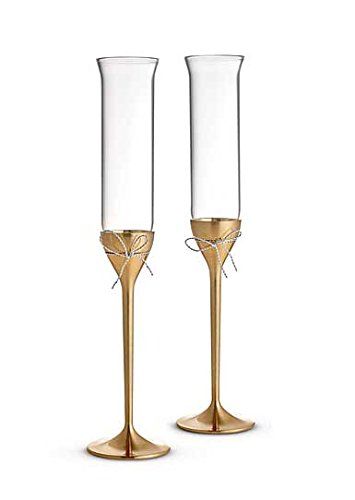 Wedgwood Vera Wang Love Knots Toasting Flute Pair, Gold Gold Champagne Glasses, Gold Champagne Flutes, Love Knots, Champagne Toasting Flutes, Gold Trend, Flute Glasses, Wedding Champagne, Toasting Flutes, Gold Champagne