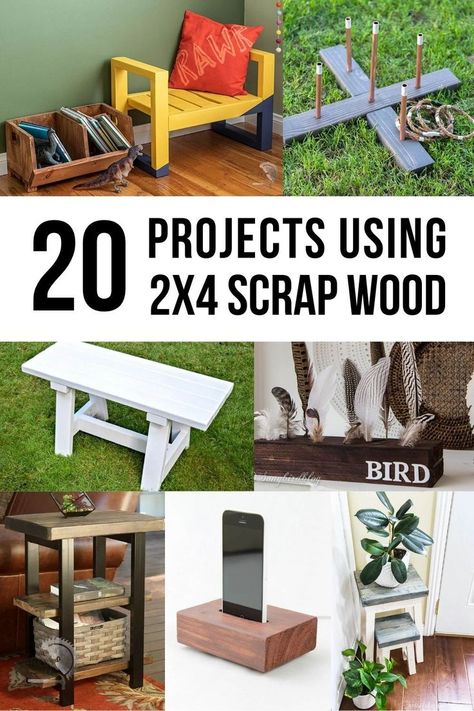 Creative 2x4 scrap wood project ideas! These easy DIY projects using 2x4 scraps are the perfect way to clean up the garage. #anikasdiylife Scrap 2x4 Projects, 2x4 Wood Projects, Awesome Woodworking Ideas, 2x4 Projects, Scrap Wood Crafts, Wood Projects For Kids, Wood Projects For Beginners, Wood Projects That Sell, Wood Scraps