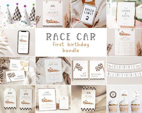 WildLilyStudios - Etsy Race Car First Birthday, Car First Birthday, Two Fast Two Furious, Vintage Race Car Birthday, Race Car Party Decorations, Car Party, Colors Background, Bundle Package, Race Car Party