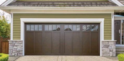 Choosing the Best Garage Door Paint Color For Your Home | Fagan Door | Fagan Door Painting Garage Doors, Brown Garage Door, Garage Door Trim, Brown Front Doors, Garage Door Colors, Garage Door Paint, Tan House, Window To The Soul, Best Garage Doors