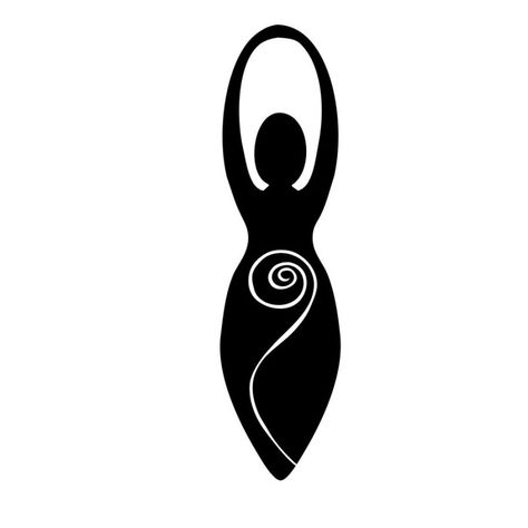 Goddess Symbol Divine Feminine, Spiral Goddess Tattoo, Goddess Silhouette, Spiral Goddess, Goddess Symbol, Fertility Symbols, Tattoo Moon, Half Orc, Feminine Symbols