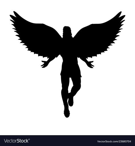 Flying Man Illustration, Flying Man Drawing, Angel Vector Illustration, Flying Angel Drawing, Angel Flying Drawing, Drawing Of Angel, Archangel Michael Tattoo, Heaven Tattoo, Icarus Tattoo