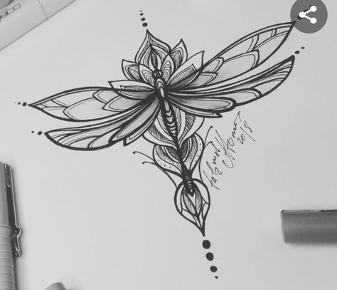 Dragonfly And Lotus Tattoo Design, Dragonfly With Lotus Tattoo, Lotus And Dragonfly Tattoo, Dragonfly And Lotus Tattoo, Sternum Dragonfly Tattoo, Dragonfly Underboob Tattoo, Lotus Dragonfly Tattoo, Dragonfly Drawing Tattoo, Dragonfly Sternum Tattoo