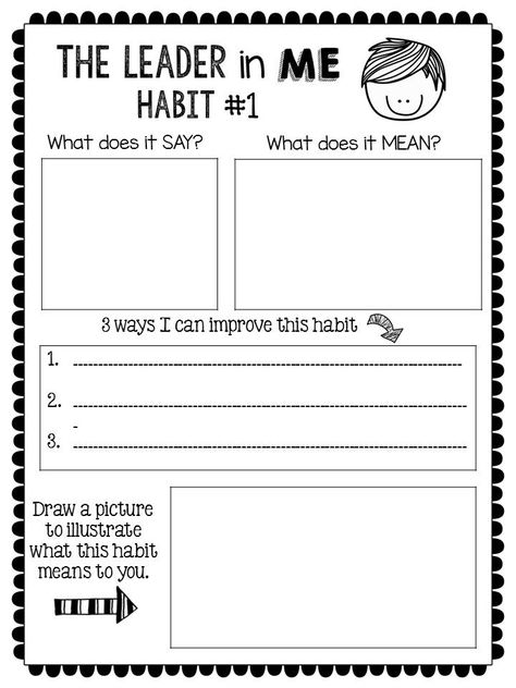 The Leader in Me: The 7 Habits of Happy Kids - Graphic Organizers.  One for each… 7 Habits Activities, Leadership Notebook, The Leader In Me, Data Notebooks, Habit 1, Student Leadership, Leadership Activities, Seven Habits, Leader In Me